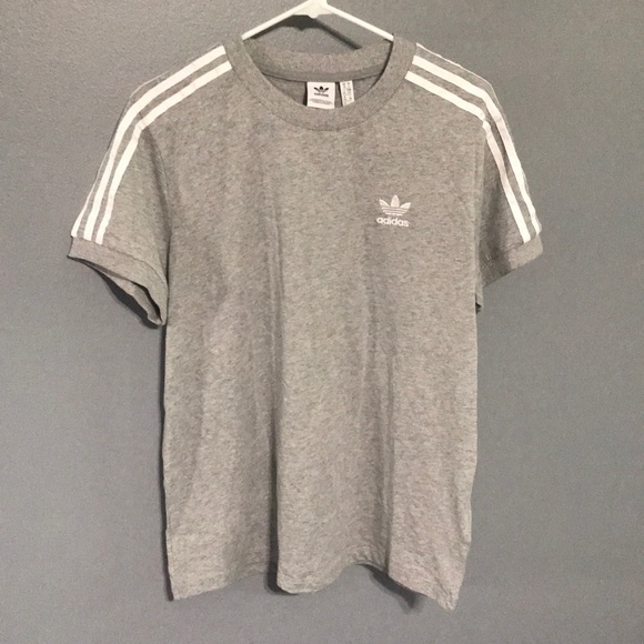 adidas Tops - Adidas Grey 3 Stripe Tee sz S NWT